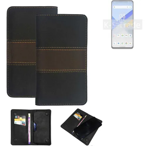 Handy Hülle für Wiko T40 Wallet Case + Cover Handyhülle Tasche Braun Kunstled