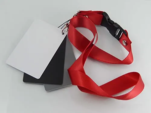 vhbw Weißabgleich Karte Inkl. Schlüsselband für Kamera, DSLR - 3 in 1 Graukarte (Grau, Schwarz, Weiß)