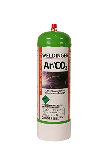 bar Einwegflasche 1 Liter Mischgas 80% Argon 20% CO2