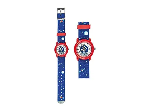 Kinder Armbanduhr Astronaut blau mit Stoffarmband