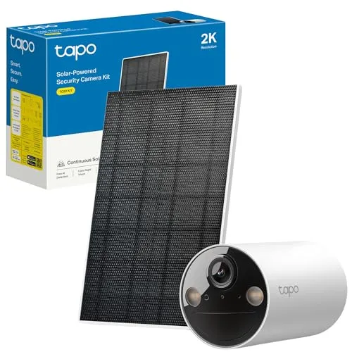 Tapo TC82 KIT 2K 3MP Akku Solar Überwachungskamera Aussen Wartungsfrei Farbnachtsicht Außenkamera Keine monatliche Gebühr Smart Personenerkennung IP65 Funktioniert mit Alexa & Google