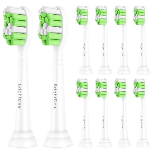 Brightdeal 10er Ersatzbürsten für Philips Sonicare Elektrische Zahnbürste Bürstenköpfe für EasyClean HealthyWhite 2 Series und Andere Snap-On-Griffen (weiß)