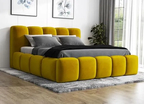 A&J MöbelLand Sonic Polsterbett 180x200 mit Bettkasten in gold von A&J MöbelLand