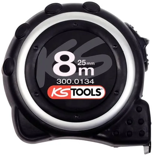 KS TOOLS Bandmaß 8m mit Feststeller - Präzises Messgerät mit 25mm Bandbreite, automatischem Bandeinzug und robustem ABS-Gehäuse. Ideal für Handwerker und Heimwerker.