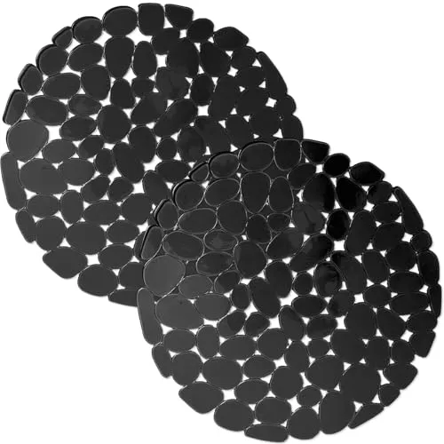 Echehi 2er-Pack Spülbeckeneinlage, 29 x 29 cm Selbst Zugeschnittene Spülbeckenmatte für Küchenspülen, Schnell Ablaufende Spülbecken Matte für Geschirr, Glaswaren, Gemüse. Schwarz