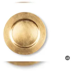 Excelsa Set von 6 Untersetzern Gold - Teller-Set aus 6 eleganten Gold-Untersetzern, ideal für besondere Anlässe. Hergestellt aus langlebigem Kunststoff, waschbar und sorgt für einen Hauch von Luxus auf Ihrem Tisch.