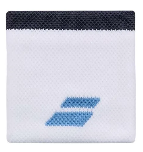 Babolat Schweissband Logo Handgelenk weiss/blau - 2 Stück