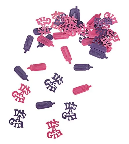 Konfetti Baby Flasche & Its a Girl Rosa Lila Mädchen Fläschchen Tisch Dekoration Geburt Taufe