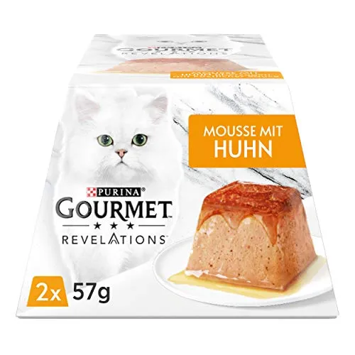 GOURMET Revelations Mousse mit Huhn, überzogen mit köstlicher Sauce, Katzennassfutter, 2x57g Dose