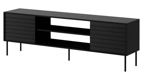 Mirjan24 Tv-Lowboard Schwarz - Modernes Design für Ihr Wohnzimmer - TV-Lowboard aus Holzwerkstoff in eleganter Holzoptik, mit praktischem push-to-open System und stabilen Stahlfüßen, ideal für stilvolle Wohnwände.