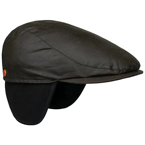 Mayser Matteo Plus Flatcap Schirmmütze Waxed Cotton Made in EU Herren Winter schwarz 55 cm