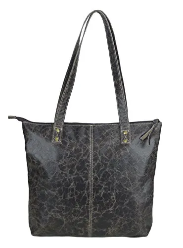 Sunsa Damen Handtasche - Echtes Leder Shopper in Dunkelbraun - Damen-Henkeltaschen mit einzigartigem deutschen Design, robust und ideal für Büro oder Uni. Sicherheit durch Reißverschluss und stilvolles Retro-Vintage-Design.