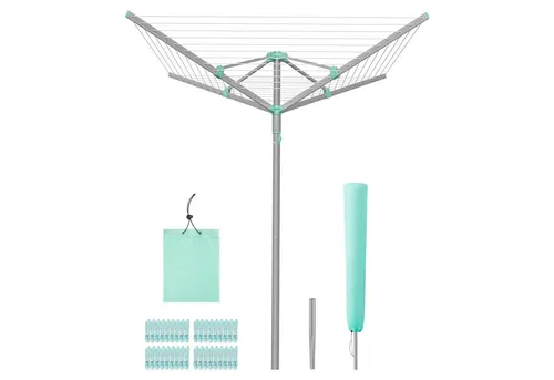 SONGMICS Höhenverstellbarer Wäscheständer mit 40/50/60 m Wäscheleine - Praktischer Wäscheständer für 4-6 Waschladungen, individuell höhenverstellbar und aus robustem Material. Ideal für platzsparendes Trocknen von Wäsche.