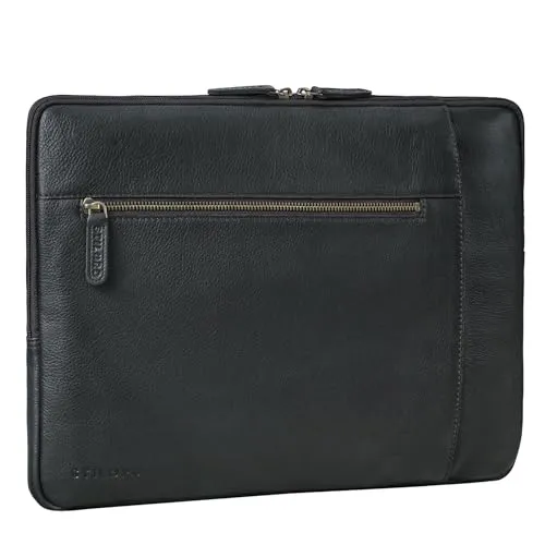STILORD Jupiter Leder Aktenmappe Laptop Hülle 15-16 Zoll für Notebook und MacBook Vintage Sleeve schmal aus echtem Leder Farbe:schwarz