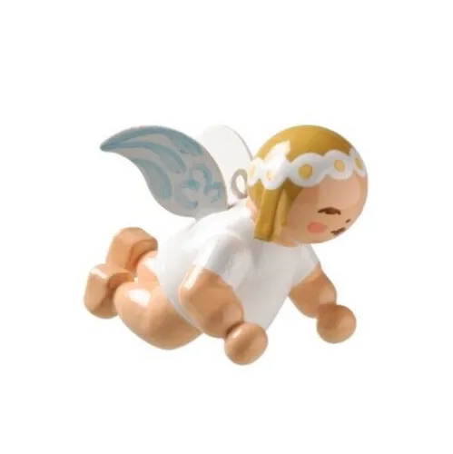 Wendt & Kühn Schwebeengel klein, 6307 – Handgefertigter Weihnachtsengel - Nussknacker: Kunstvoll handgefertigter Engel aus Holz, ideal als Weihnachtsdekoration oder Sammlerstück, einzigartiger Margeritenengel mit goldenem Faden.