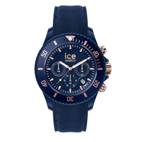 Ice-Watch ICE chrono Blue rose-gold - Blaue Herrenuhr - Armbanduhren für Herren mit einzigartigem Chronographen aus Biopoly und Stoppuhr-Funktion für einen markanten, umweltbewussten Look.