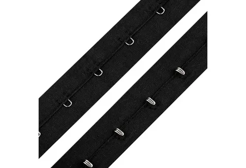 maDDma BH-Träger-Clips 1m Haken- und Ösenband Baumwolle 25mm, schwarz