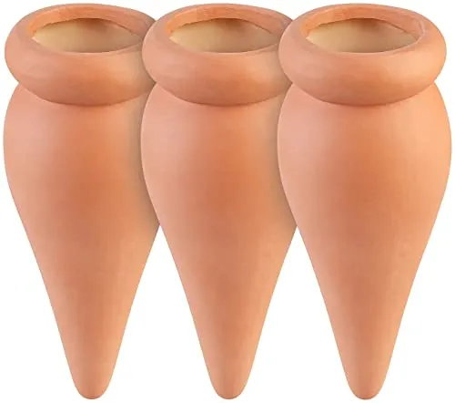 Royal Gardineer Pflanzenbewässerung: 3er-Set 2in1-Terracotta-Wasserspender für Topfpflanzen, je 330 ml (Bewässerung Pflanzen, Pflanzen Bewässerung Terracotta, Feuchtigkeitsmesser)