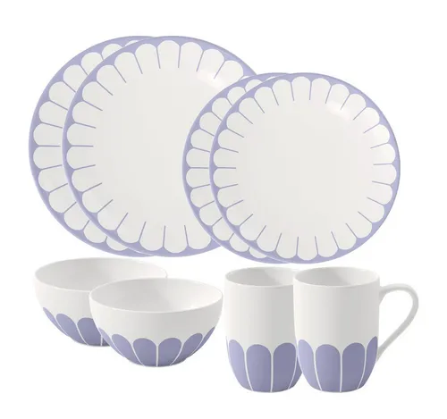 Villeroy & Boch Kombiservice Fleur Couleur Starter-Set 8er Set - Elegantes 8-teiliges Porzellan-Set in schönem Blau mit Fleur Couleur Motiv, perfekt für stilvolle Tischgedecke und besondere Anlässe.