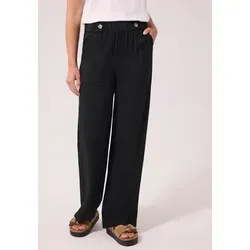 Street One Studio Wide Leg Hose im Loose Fit mit Gürteldetail in Schwarz Größe 44