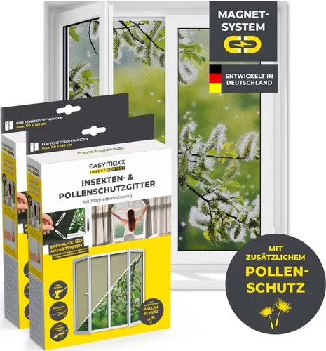 EASYmaxx Insect Protect Fliegengitter Fenster - Fensterabdeckungen mit effektivem Insektenschutz und Pollenschutz, einfach zuzuschneiden und ohne Bohren zu montieren – ideal für Allergiker.