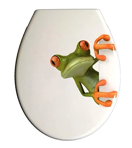ADOB Klodeckel mit Motiv (Frosch) – WC Sitz Absenkautomatik – Toilettendeckel abnehmbar – Hochwertige Klobrille – Klodeckel belastbar bis 175 kg
