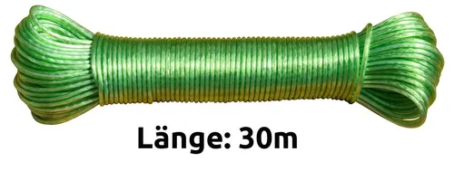 varivendo Wand-Wäscheleine Wäscheleine 30 m grün, Wäscheleine Wäschetrocknung Schnur Stahleinlage