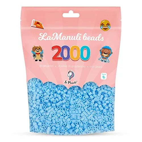 La Manuli Bügelperlen ca. 2000 Stück Midi Perlen Im wiederverschließbaren Beutel | Nachfüllset Bastelperlen Mit jeder Marke Beads kompatibel | 5 mm Steckperlen