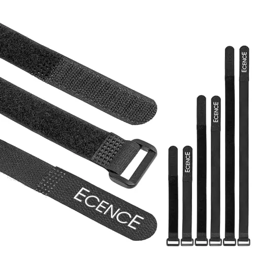 ECENCE Klett Kabelbinder wiederverschließbar - 25er Set - 40/30/20 cm Kabelmanagement - Klettband Kabelbinder - Universell einsetzbar zur Befestigung - Kabelklett für Büro