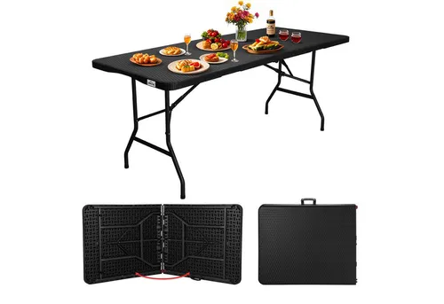 HOMELUX Klapptisch 180cm Campingtisch Rattan Optik Tisch Bierzeltgarnituren 8 Personen (1 Tisch), Tisch für Garten Terrasse und Balkon