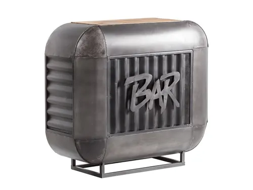 Woodkings Bartresen Bolton I Industial Bartheke mit Flaschenregal - Barschränke mit coolen Industrie-Design, aus langlebigem Mangoholz und Metall, bietet Platz für 16 Flaschen und zusätzlichen Stauraum für Barutensilien.