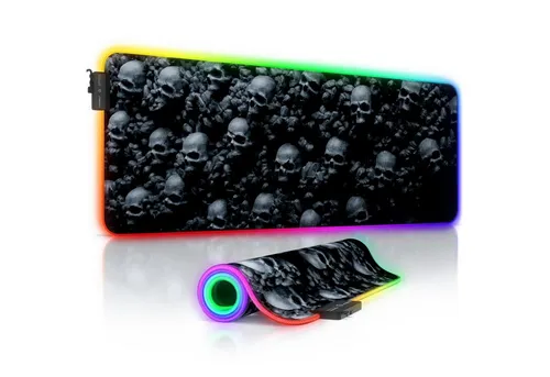 Titanwolf Gaming Mauspad RGB Mousepad 800 x 300 x 3 mm, LED Multi Color XL Tischunterlage, rutschfest, abwaschbar, Geschwindigkeit & Präzision, Skulls