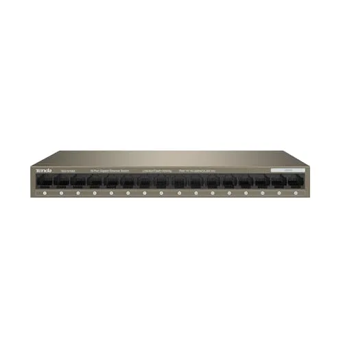Tenda Switch TEG1016M 16-Port Gigabit Switch - Netzwerk Switch mit 16 Ports, bietet hohe Übertragungsgeschwindigkeiten und ist ideal für kleine bis mittelgroße Netzwerke.