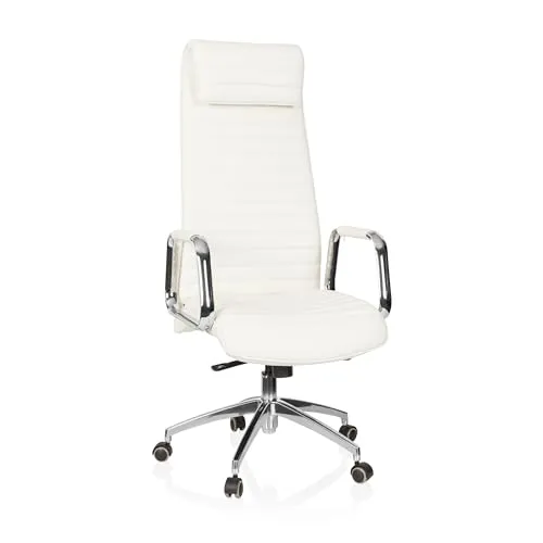 hjh OFFICE Luxus Chefsessel ASPERA 20 Leder mit Armlehnen - Bürostühle mit 4-fach arretierbarer Synchronmechanik für individuelles Sitzen und Arbeiten. Die extra hohe Rückenlehne sorgt für optimalen Komfort und Unterstützung.