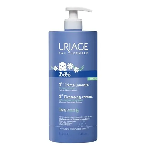 Uriage Bébé Waschcreme ohne Seife 1 l - Sanfte Waschlotion für die zarte Babyhaut, ohne Seife, ideal für die tägliche Pflege und sanfte Reinigung.