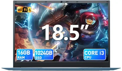 THEYETI Laptop 18,5 Zoll 16GB RAM 1024GB SSD Notebook, Core i3 (bis zu 3,9 GHz), 8000mAh Akku, Win 11, WiFi 6, IPS FHD Display 180° Betrachtungswinkel, HDMI Type-C