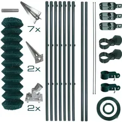 ESTEXO Maschendrahtzaun Komplettset 1,5 x 15 m - Robuster Gartenzaun - Hochwertiger Maschendrahtzaun mit 2,6 mm Drahtstärke und PVC-Beschichtung. Ideal für individuelle Anpassung dank längerer Pfosten. Komplettset für einfache Montage.
