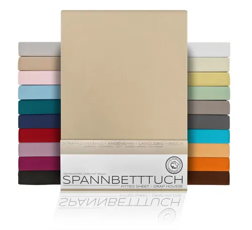 Beautex Spannbettlaken Spannbetttuch Bettlaken aus gekämmter Baumwolle Premium Jersey 160g/m², Jersey, Gummizug: rundum, (1 Stück)
