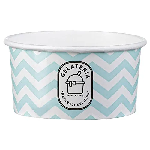 VEPATIM 100 Eisbecher aus Papier Zick Zack Motiv blau 145 ml 5oz