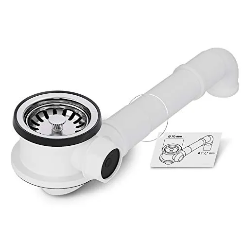 AQUADE Siebkorbventil Ø 70 mm mit Anschluss für seitlichen Überlauf und Raumschaffer