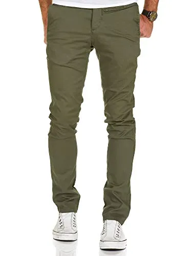 REPUBLIX Herren Regular Slim Stretch Chino Hose Fit R7009 Olive W33/L32