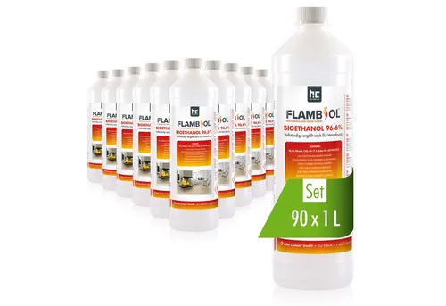 FLAMBIOL Bioethanol 96,6% Premium für Ethanol-Tischkamin - Brennstoffe – Hochwertiges Bioethanol für saubere und rußfreie Verbrennung, ideal für gemütliche Abende im Innenbereich ohne störenden Geruch.