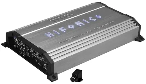 HiFonics TXE 500/4 4-Kanal Verstärker - Car-HiFi-Endstufen mit 500 W RMS für kraftvollen Sound, ausgestattet mit regelbarem Hochpass- und Tiefpassfilter sowie Bass-Boost für optimale Klangqualität.