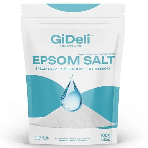 GiDeli Epsom Salz Badesalz Bittersalz Reines Magnesiumsulfat heptahydrat Pharmaqualität (100g)