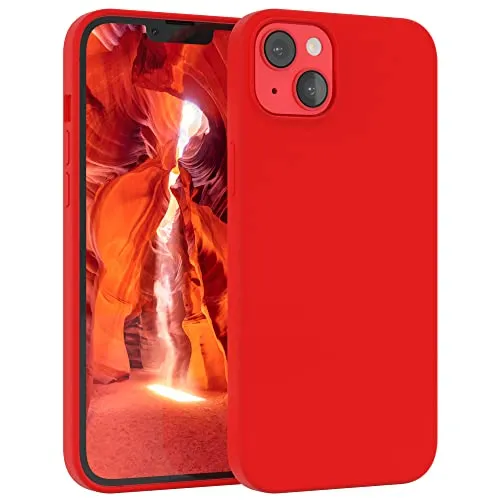 EAZY CASE Premium Silikon Handyhülle kompatibel mit iPhone 14 Plus Slimcover mit Kameraschutz und Innenfutter, Silikonhülle, Schutzhülle, Bumper, Handy Case, Hülle, Softcase, Rot