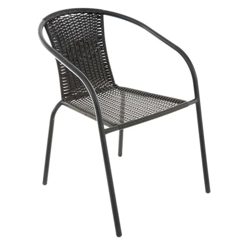 PATIO Gartenstuhl stapelbar Polyrattan Bistro Plus Stapelstuhl Balkonstuhl Metallrahmen pulverbeschichtet 1 Stuhl schwarz
