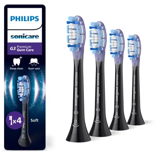 Philips Sonicare G3 Premium Gum Care (4 x) (HX9054/33) - Zahnbürstenköpfe für optimale Zahnfleischpflege, sanfte Reinigung und bis zu 7x mehr Plaque-Entfernung im Vergleich zu einer Handzahnbürste.