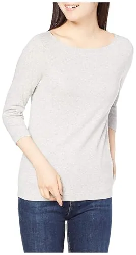 Amazon Essentials Damen Bateau-Ausschnitt T-Shirt mit 3/4-Ärmeln, Schmale Passform, Light Grey Heather, XXL