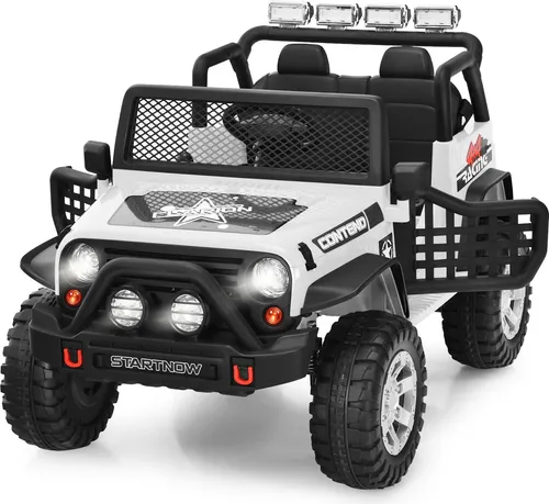 COSTWAY Elektroauto, 12V Elektro Kinderauto mit Musik, Hupe, USB, MP3, Radio, Fernbedienung & 3 Geschwindigkeiten, Elektro Auto ab 3 Jahren Weiß