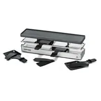 ROMMELSBACHER RC 800 Raclette-Grill für 4 Personen - exklusives Design mit Antihaftbeschichtung und praktischem Parkdeck für unbenutzte Pfännchen
